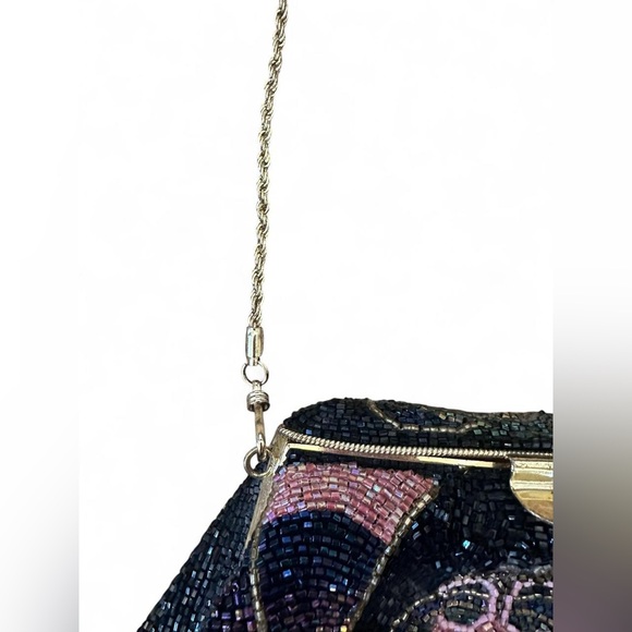 Vintage Beaded Clutch / Crossbody – Removable Gold Chain